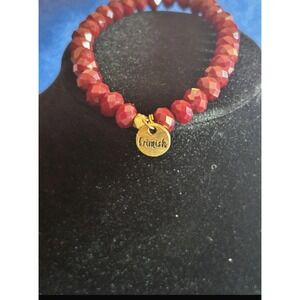 Erimish Red Faceted Bead Stretch Bracelet Charm Embellishment Fashion Jewelry[JB
